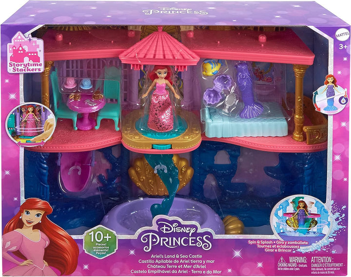 Disney Princess Toys, Stapelbares Puppenhaus „Ariel Castle“ mit kleiner Puppe, 1 Freund