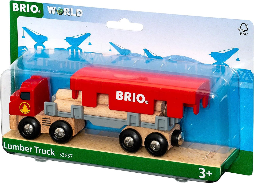 BRIO World Lumber Truck für Kinder ab 3 Jahren – kompatibel mit allen BRIO Eisenbahnsets und Zubehör