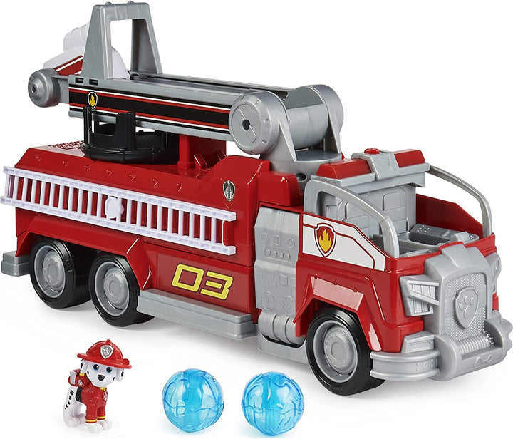 PAW Patrol Marshalls verwandelndes Movie City-Feuerwehrauto mit ausziehbarer Leiter, Lichtern und Geräuschen und Actionfigur zum Sammeln, Kinderspielzeug für Kinder ab 3 Jahren