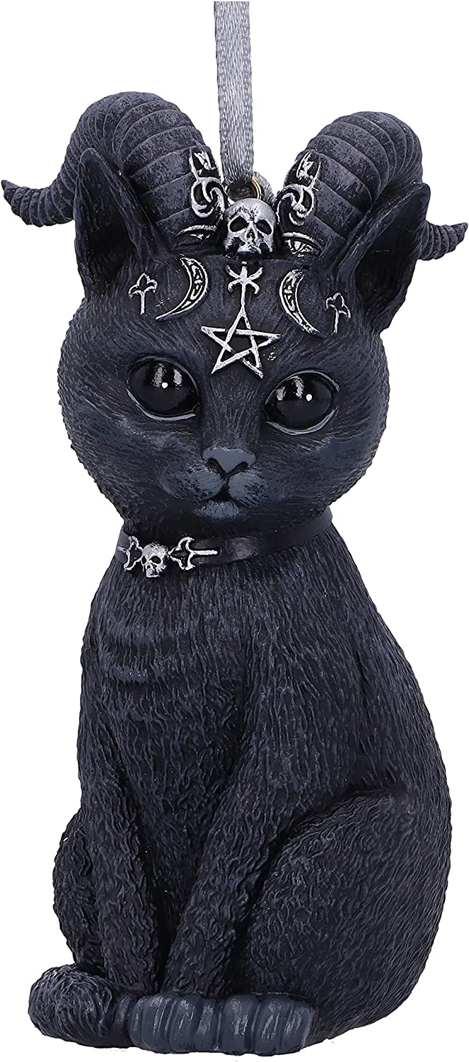 Nemesis Now Pawzuph schwarze gehörnte Katze zum Aufhängen, dekoratives Ornament, 10 cm