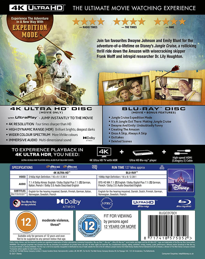 Jungle Cruise UHD - Adventure/Action [Blu-ray]