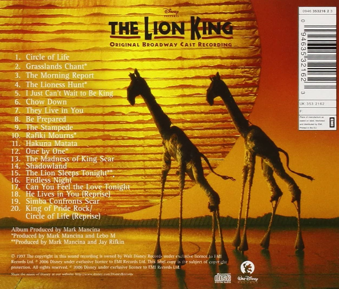 Der König der Löwen: Originalaufnahme der Broadway-Besetzung [Audio-CD]