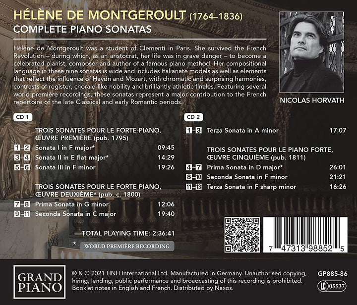 Montgeroult: Klaviersonaten [Nicolas Horvath] [Grand Piano: GP865-86] [Audio CD]