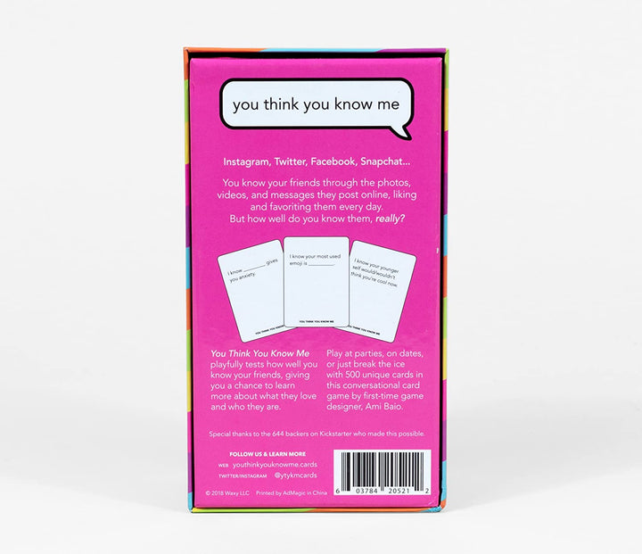 You Think You Know Me Conversational Card Game Party Game (YTYKM)