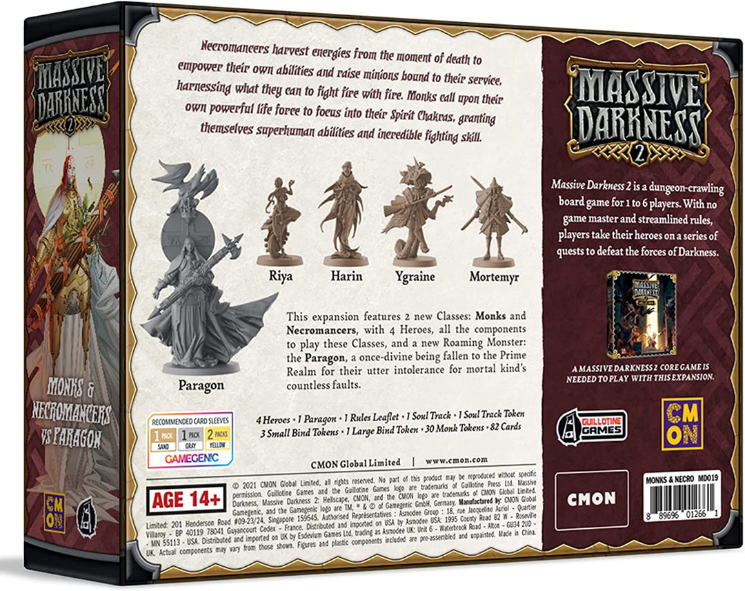 Massive Darkness 2 Monks Necromancers vs The Paragon Heroes &amp; Monster Set 