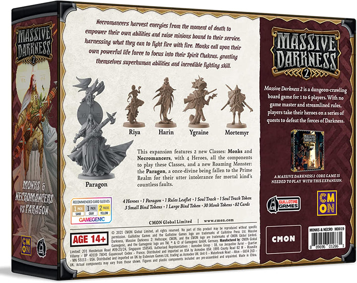 Massive Darkness 2 Monks Necromancers vs The Paragon Heroes &amp; Monster Set 