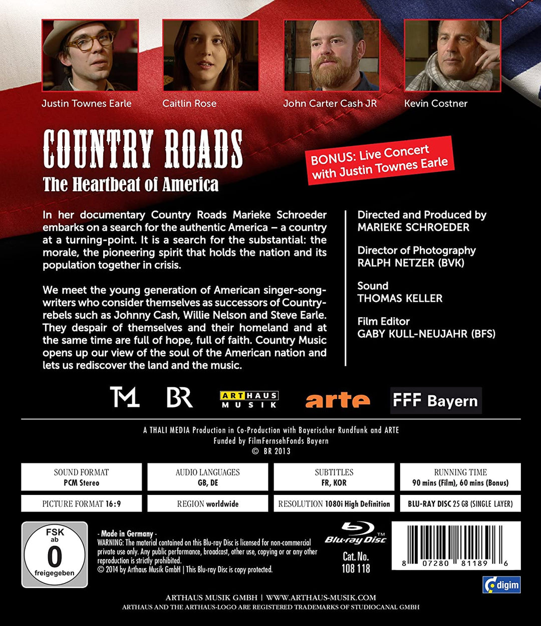 Schroeder: Country Roads [Justin Townes Earle, Caitlin Rose, John Carter Cash Jr, Kevin Costner] [2014] [Blu-ray]