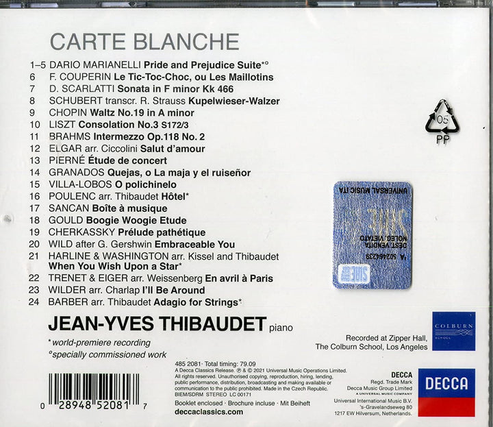 Jean-Yves Thibaudet – Carte Blanche [Audio-CD]