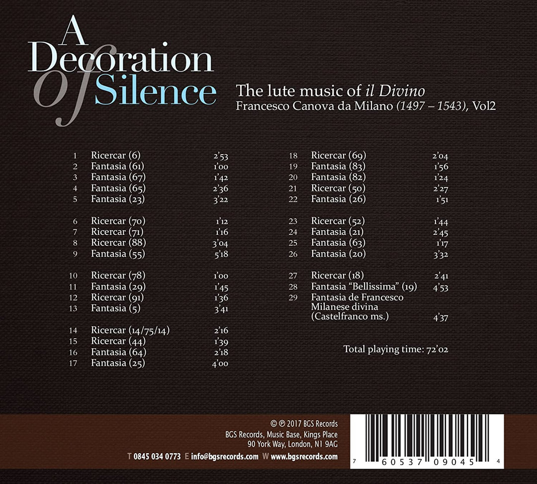 The North – Nigel North: Eine Dekoration der Stille: Die Lautenmusik von Il Divino Francesco Canova Da Milano [Audio-CD]