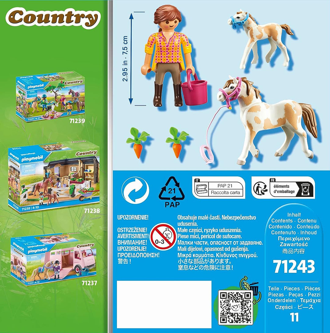 Playmobil 71243 Landpferd mit Fohlen, Tiere für Reiterhof und Bauernhof,