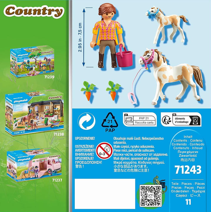 Playmobil 71243 Landpferd mit Fohlen, Tiere für Reiterhof und Bauernhof,