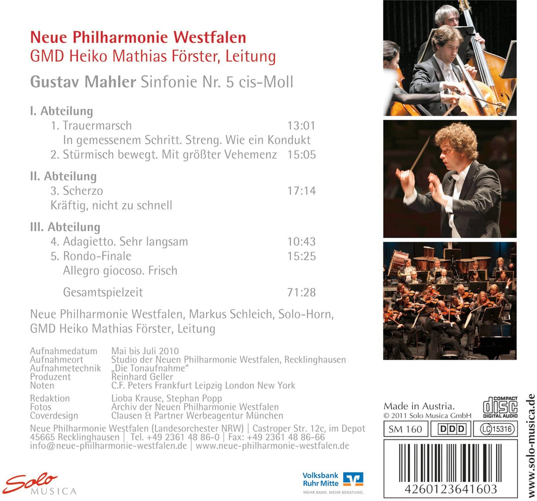 Mahler: Symphonie Nr. 5 in cis-Moll (Solo Musica: SM160) [Audio CD]