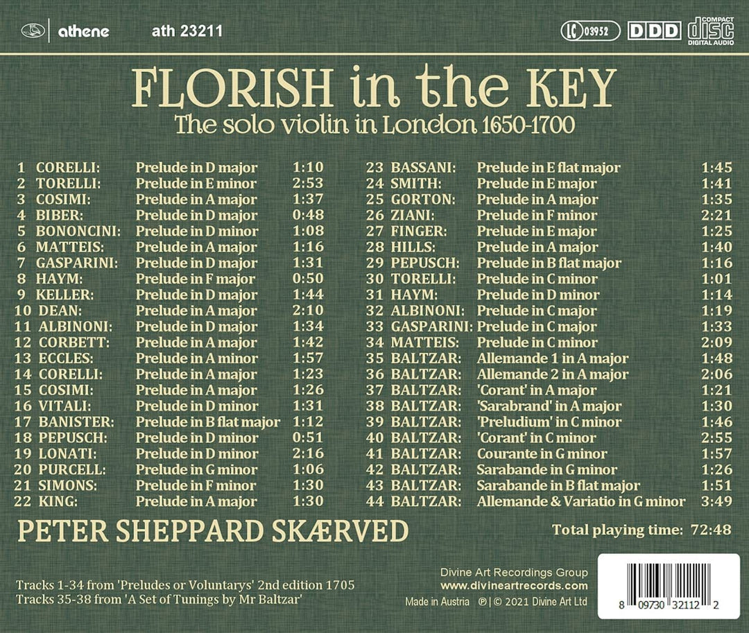 Peter Sheppard Skærved – Florish In The Key [Peter Sheppard Skærved] [Athene: ATH23211] [Audio CD]