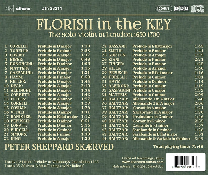 Peter Sheppard Skærved – Florish In The Key [Peter Sheppard Skærved] [Athene: ATH23211] [Audio CD]