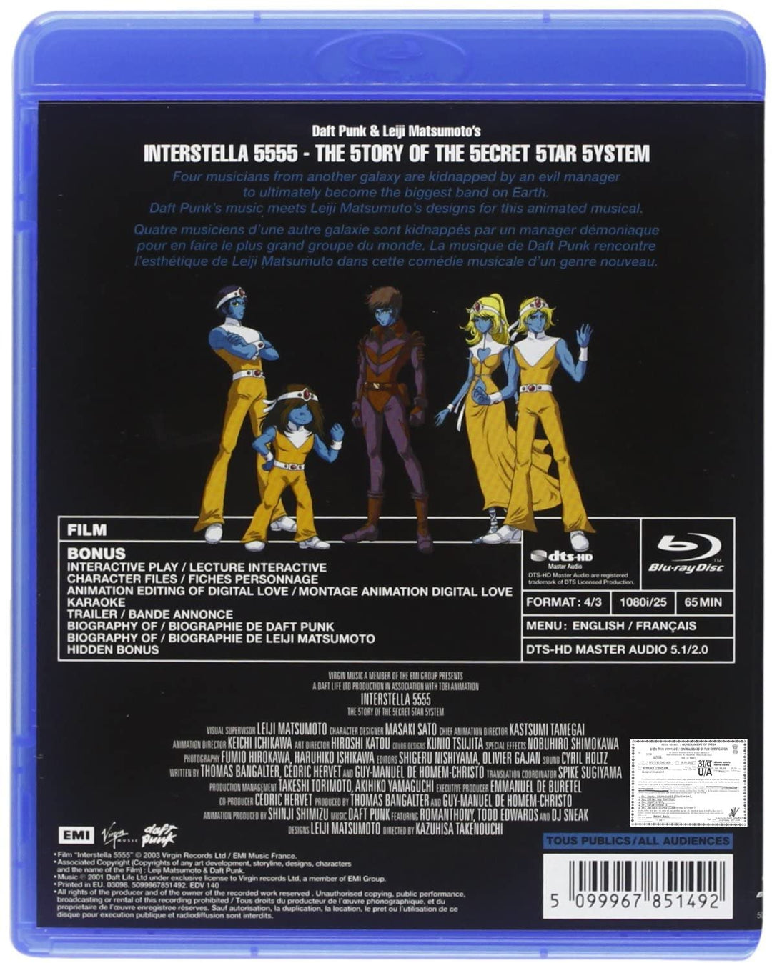 Daft Punk &amp; Leiji Matsumoto's Interstella 5555: The 5tory of the 5ecret 5tar 5ystem [2011] – [Blu-Ray]