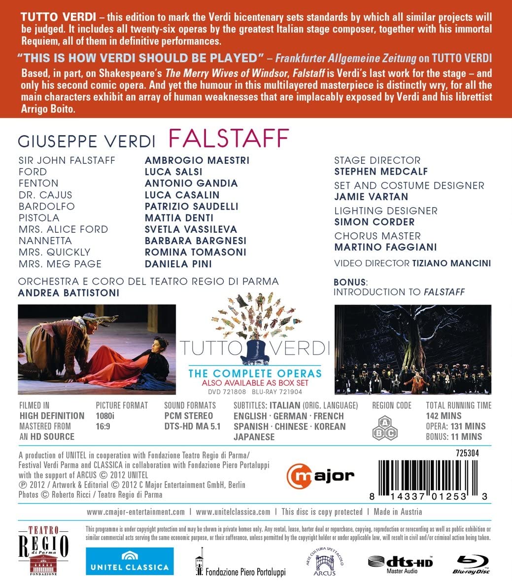 Verdi: Falstaff (Parma 2011) [Ambrogio Maestri, Luca Salsi, Antonio Gandia [C-Dur: 725304] [2013] [Blu-ray]