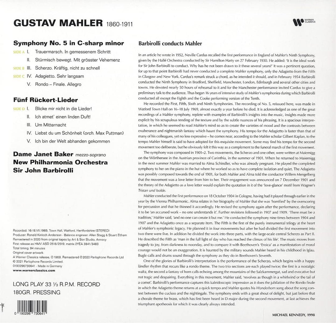 Sir John Barbirolli  - Mahler: Symphony No 5 & Ruckert-Lieder [Vinyl]