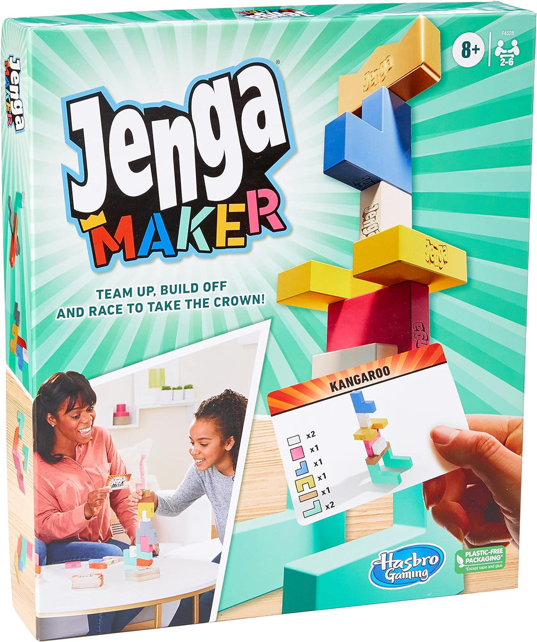 Hasbro Gaming Jenga Maker, Holzklötze, Stapelturmspiel, Spiel für Kinder im Alter