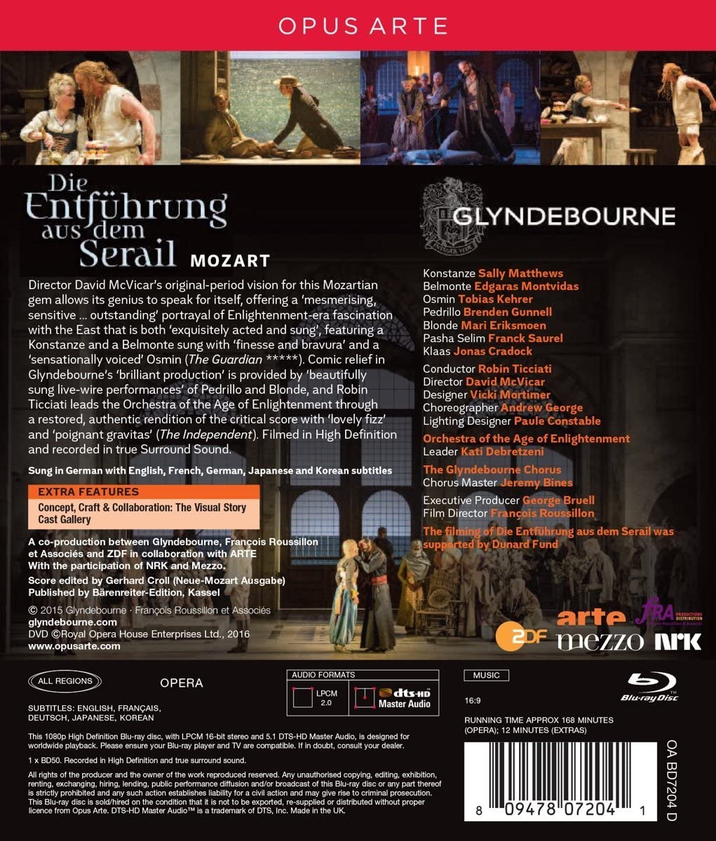 Mozart: Die Entführung aus dem Serail [The Glyndebourne Orchestra; Orchester des Zeitalters der Aufklärung] [Opus Arte [2016] [Blu-ray]