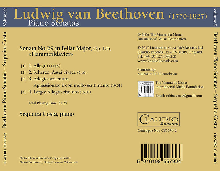 Beethoven: Klaviersonaten, Bd. 9 [Sequeira Costa] [Claudio Records: CB5579-2] [Audio CD]