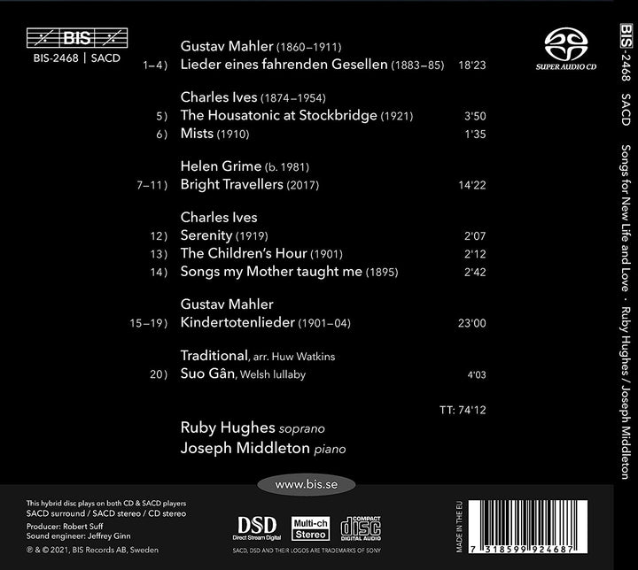 Ruby Hughes – Lieder für neues Leben und Liebe [Ruby Hughes; Joseph Middleton] [Bis: BIS2468] [Audio CD]