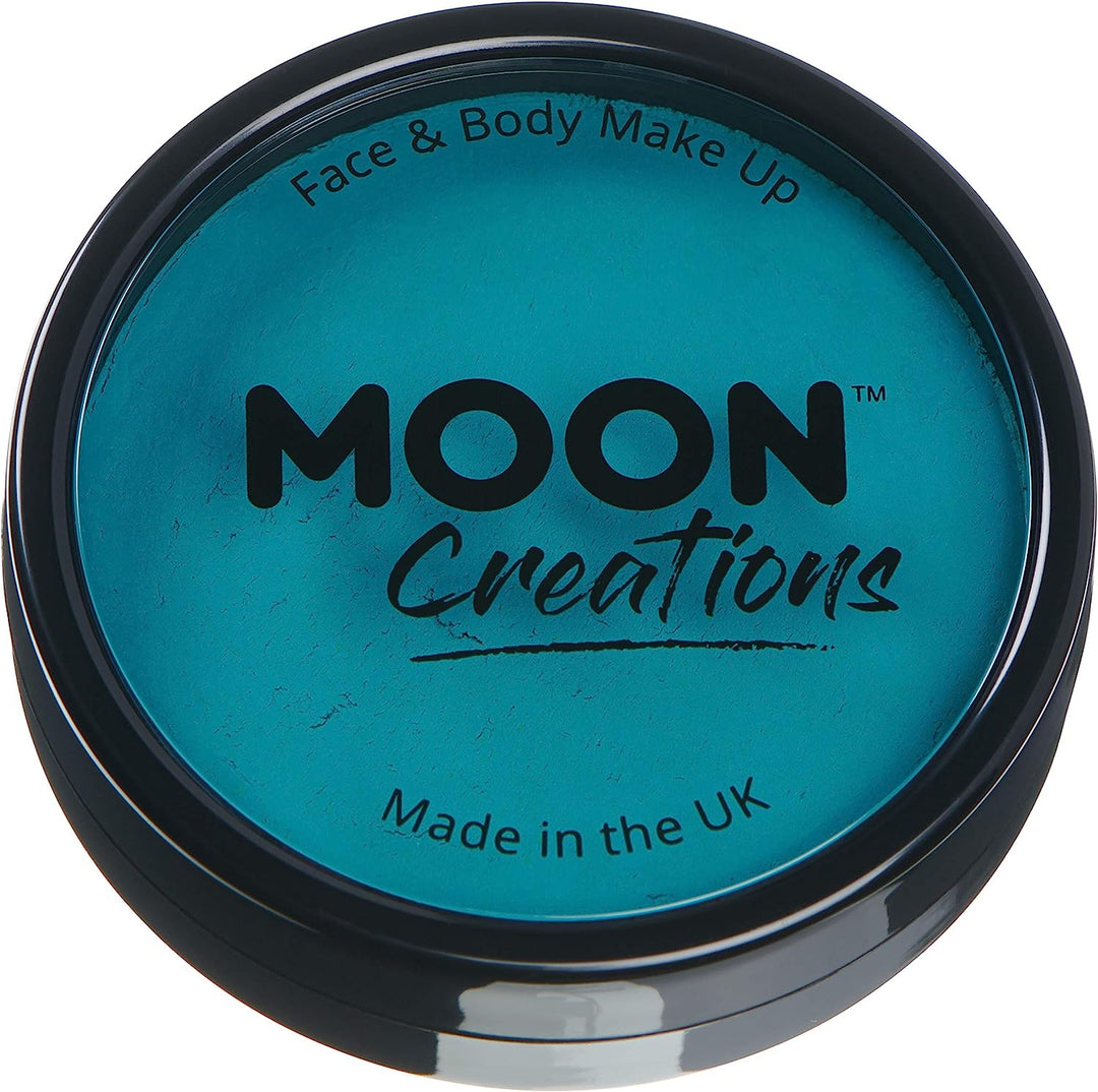 Pro Face &amp; Body Paint Cake Pots von Moon Creations – Blaugrün – Professionelles Gesichtsfarben-Make-up auf Wasserbasis für Erwachsene und Kinder – 36 g