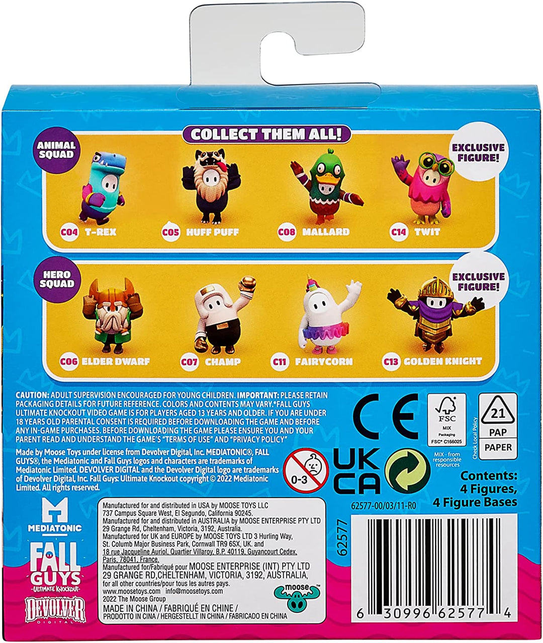 Fall Guys Animal Squad Minifiguren im 4er-Pack