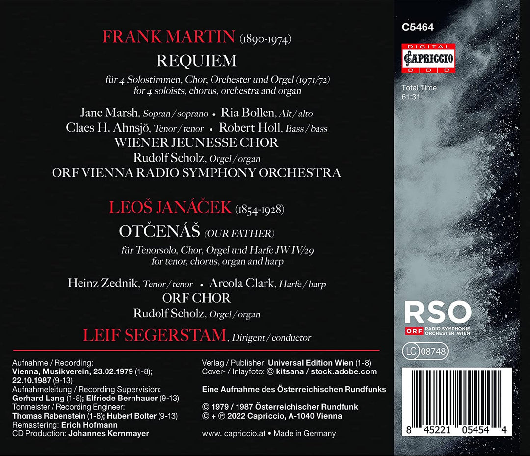 Frank Martin: Requiem [Wiener Jeunesse Chor; Rudolf Scholz; ORF Radio-Symphonieorchester Wien; ORF-Chor; Leif Segerstam] [Capriccio: C5454] [Audio CD]