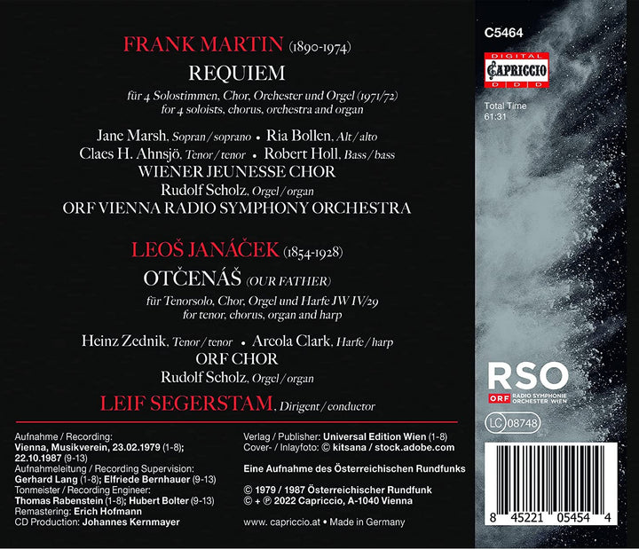 Frank Martin: Requiem [Wiener Jeunesse Chor; Rudolf Scholz; ORF Radio-Symphonieorchester Wien; ORF-Chor; Leif Segerstam] [Capriccio: C5454] [Audio CD]