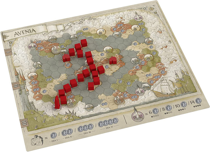 Das Brettspiel „Guild of Merchant Explorers“, „Erkunde die Welt, erstelle ein neues Set“.