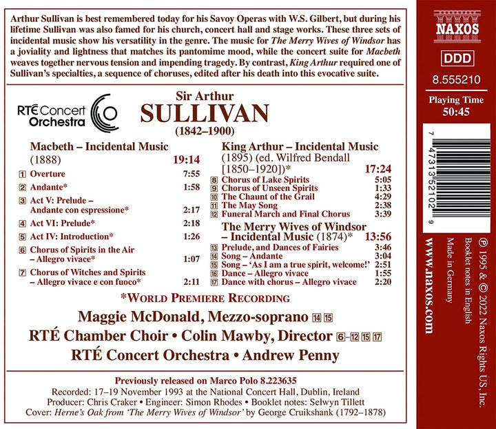 Mcdonald - Sir Arthur Sullivan: Bühnenmusik [Audio-CD]