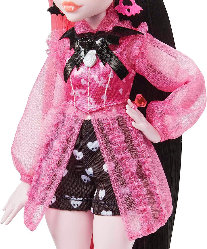 Monster High Puppe, Draculaura mit Zubehör und Haustierfledermaus, bewegliche Modepuppe