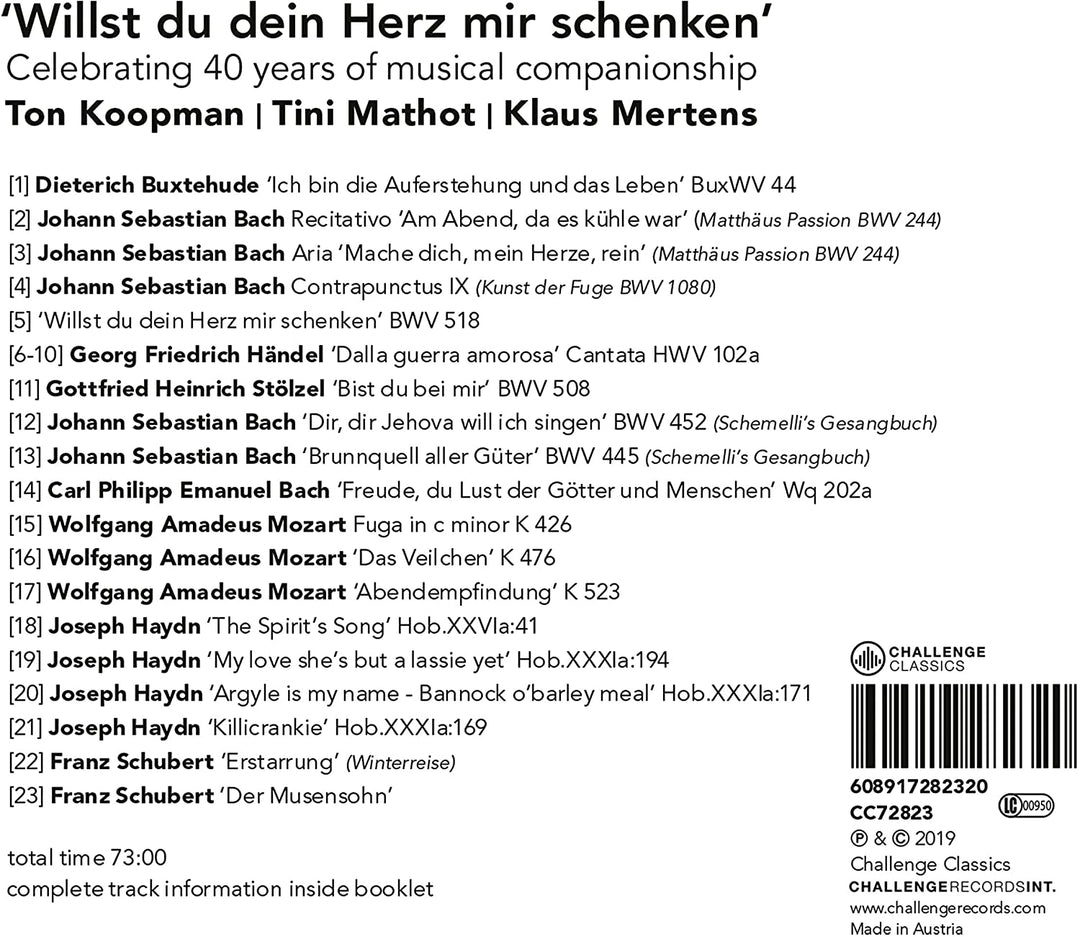 Ton Koopman – Willst du dein Herz mir schenken‘ – 40 Jahre musikalische Kameradschaft feiern [Audio-CD]