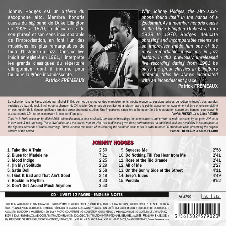 Johnny Hodges – HODGES LIVE IN PARIS [Audio-CD]