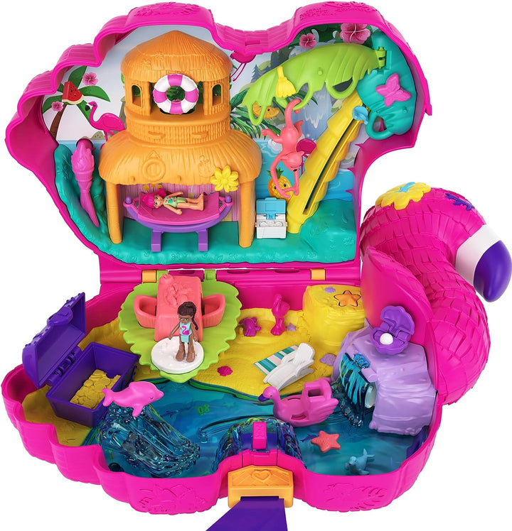 Polly Pocket Flamingo Party Large Compact, 26 Überraschungen (einschließlich Margot &amp; Frie).