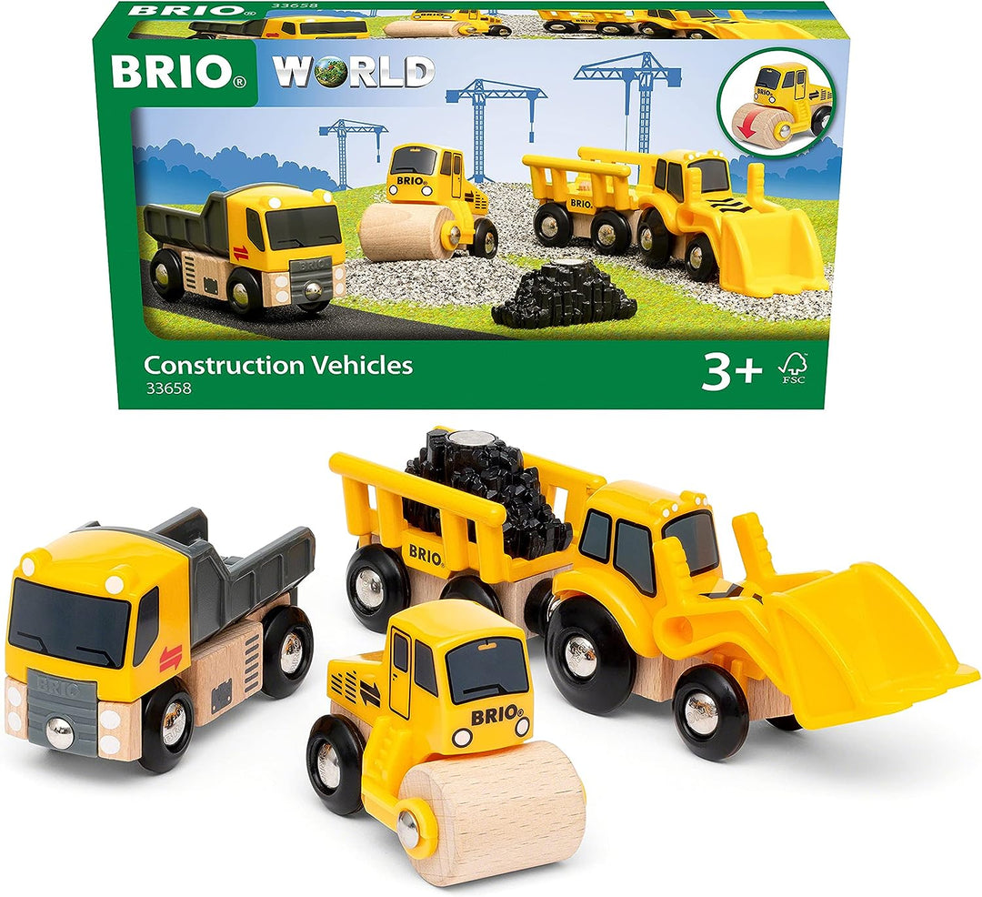 BRIO World Construction Vehicles Train Set for Kids Age 3 Years Up