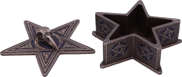 Nemesis Now Pentagramm-Raben-Box, 16,5 cm, Bronze