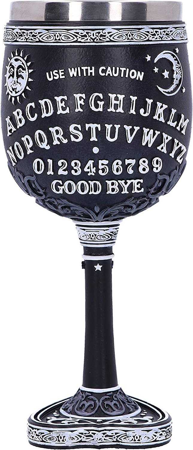 Nemesis Now B5141R0 Black and White Spirit Board Kelchglas, Harz mit Edelstahleinsatz, 18 cm