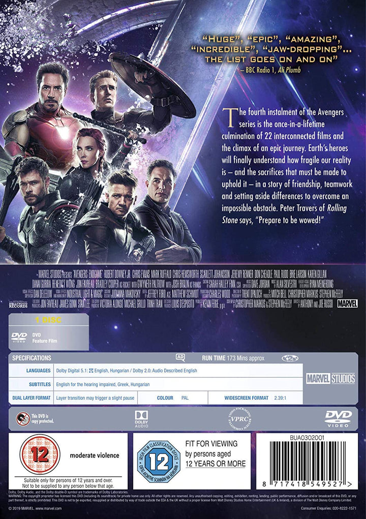 Marvel Studios Avengers: Endgame – Action/Science-Fiction [DVD]