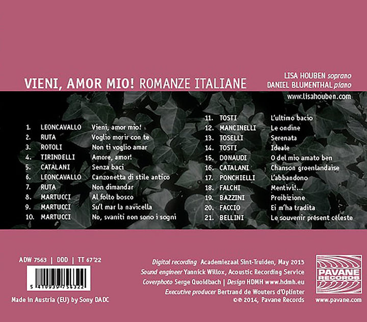 Vieni, Amor Mio! - Romanze Italiane [Audio-CD]