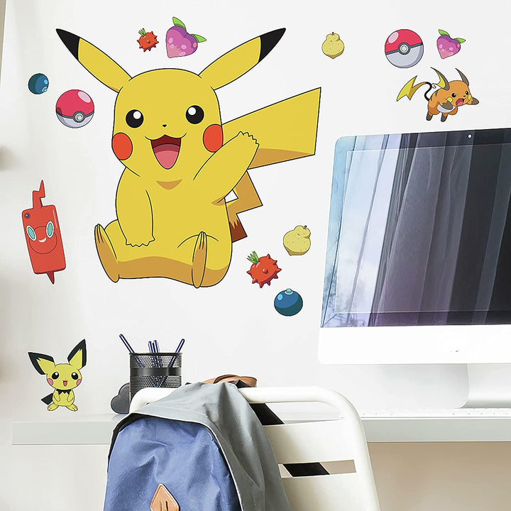 RoomMates RMK4821GM Pikachu Aufkleber zum Abziehen und Aufkleben, Gelb, Rot, Blau