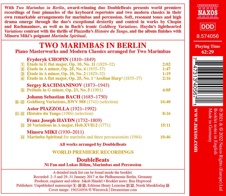 Bach: Two Marimbas In Berlin [DoubleBeats: Ni Fan and Lukas Böhm ] [Naxos: 8574056] [Audio CD]