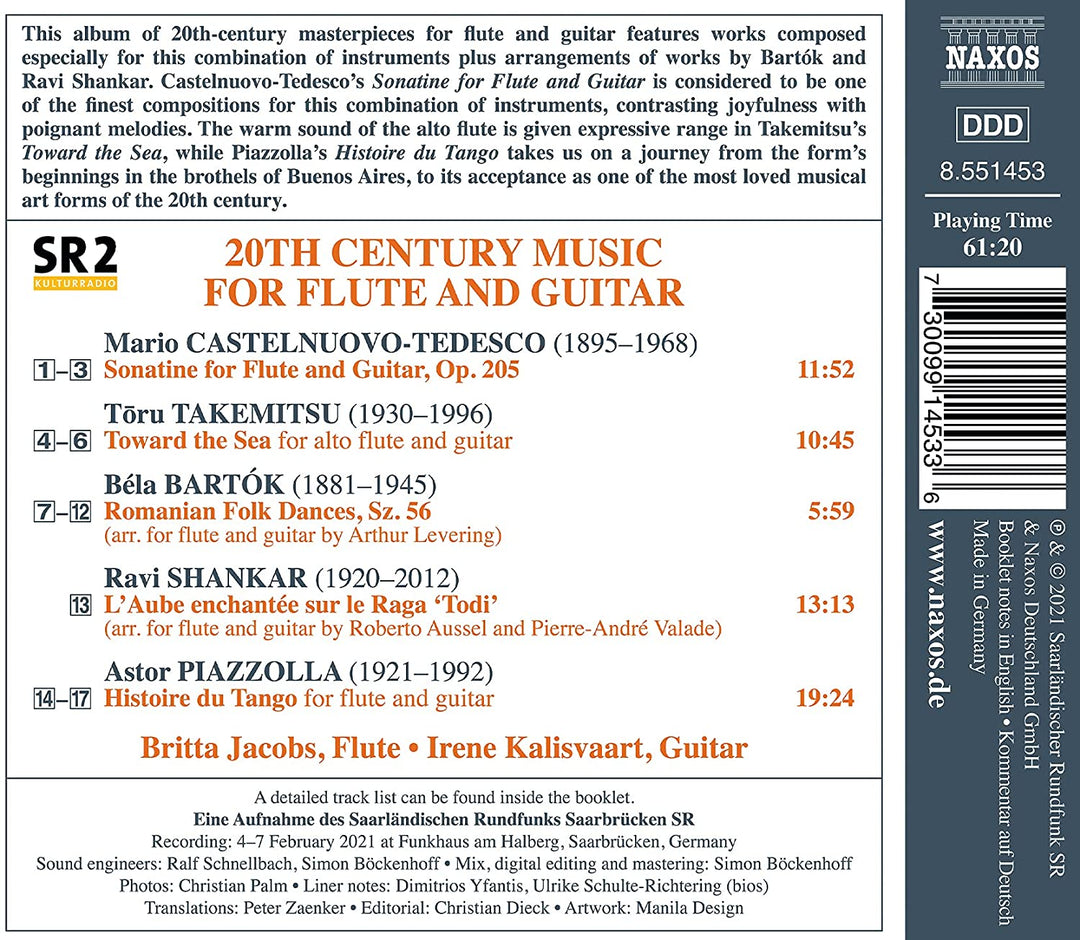 Britta Jacobs - Bartok: Flute & Guitar Music [Britta Jacobs; Irene Kalisvaart] [Naxos: 8551453] [Audio CD]