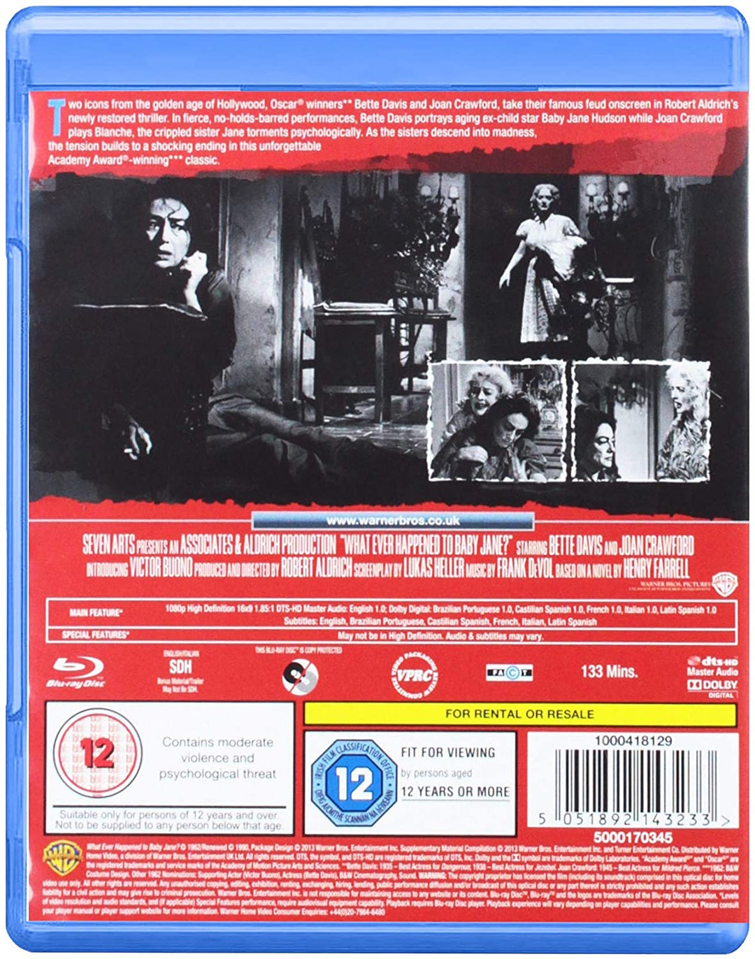 What Ever Happened To Baby Jane [1962] [Region Free] – Thriller/Horror [Blu-ray]