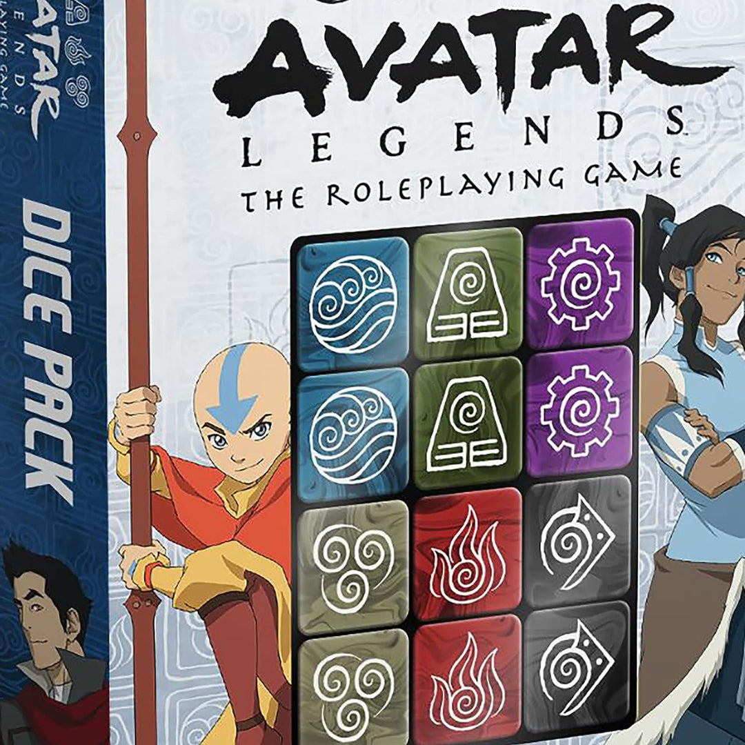 Avatar Legends The RPG: Dice Pack – 12-teiliges graviertes Würfelset, Rollenspiel