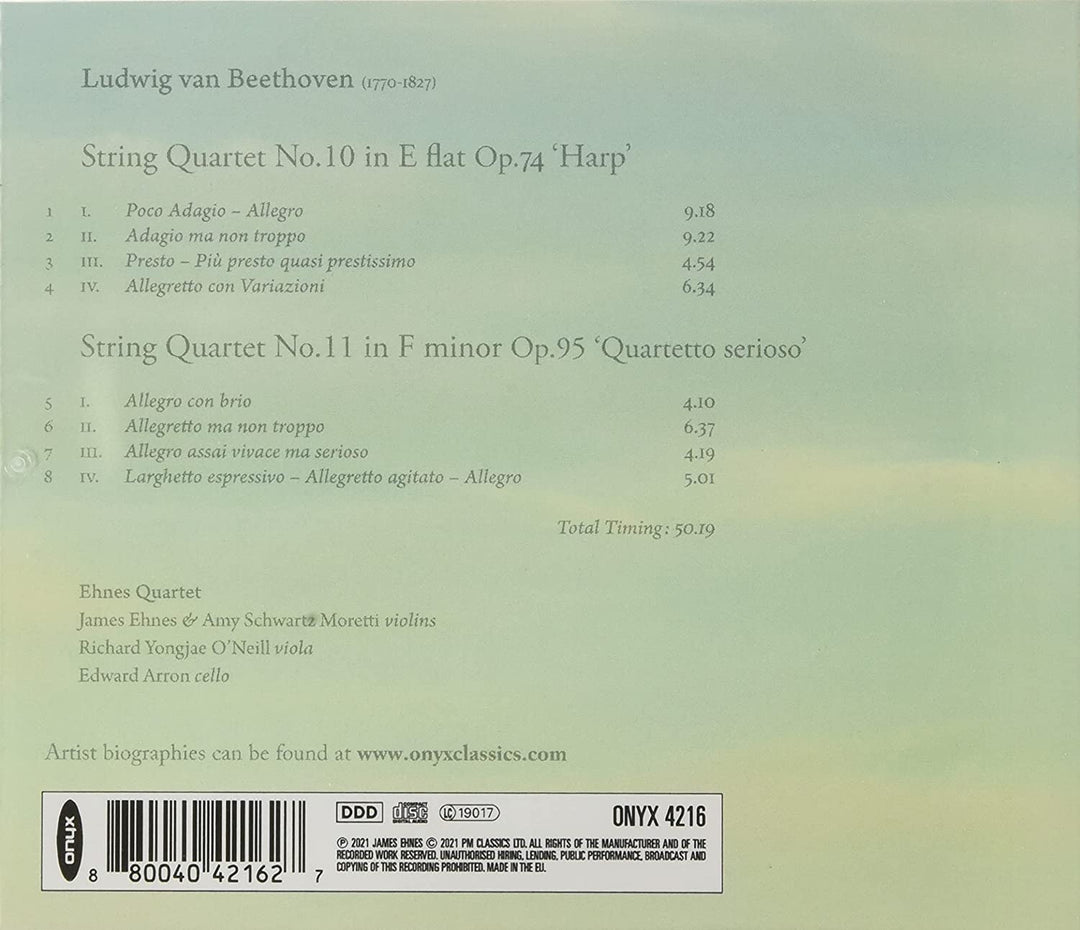 Ehnes Quartett - Beethoven: Streichquartett Nr. 10, Op. 74, 'Harfe'/... [Audio CD]