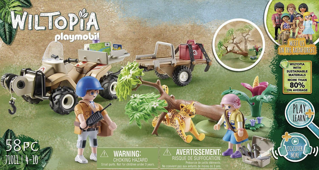 PLAYMOBIL Wiltopia 71011 Tierrettungsquad mit Spieltieren, nachhaltiges Spielzeug für Kinder