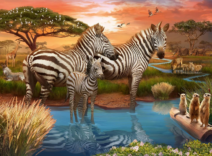 Ravensburger 17376 Zebras at The Watering Hole 500-teiliges Puzzle für Erwachsene