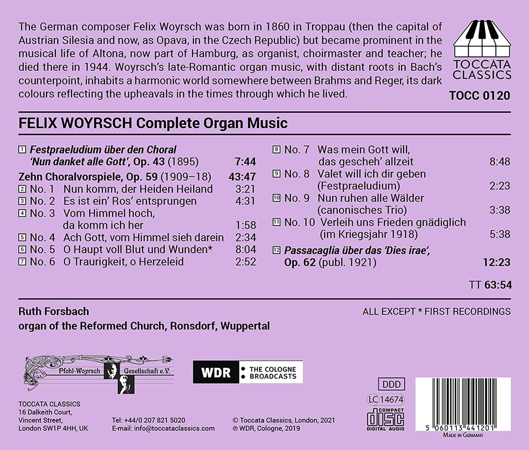 Woyrsch: Organ Music [Ruth Forsbach] [Toccata Classics: TOCC 0120] [Audio CD]