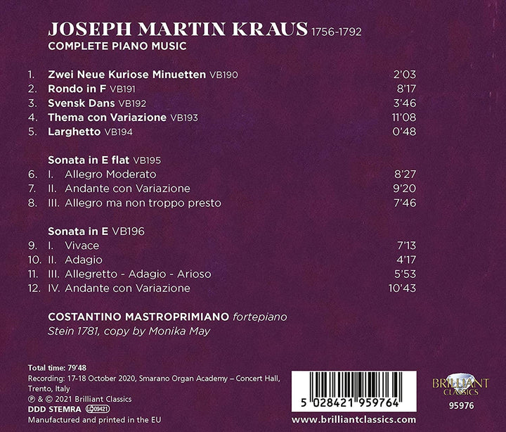 Kraus: Komplette Klaviermusik [Audio-CD]